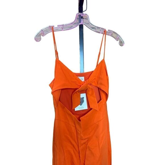 LITA by Ciara Tie Front Jumpsuit Cherry Tomasto Size XS Wide Leg - Picture 4 of 7